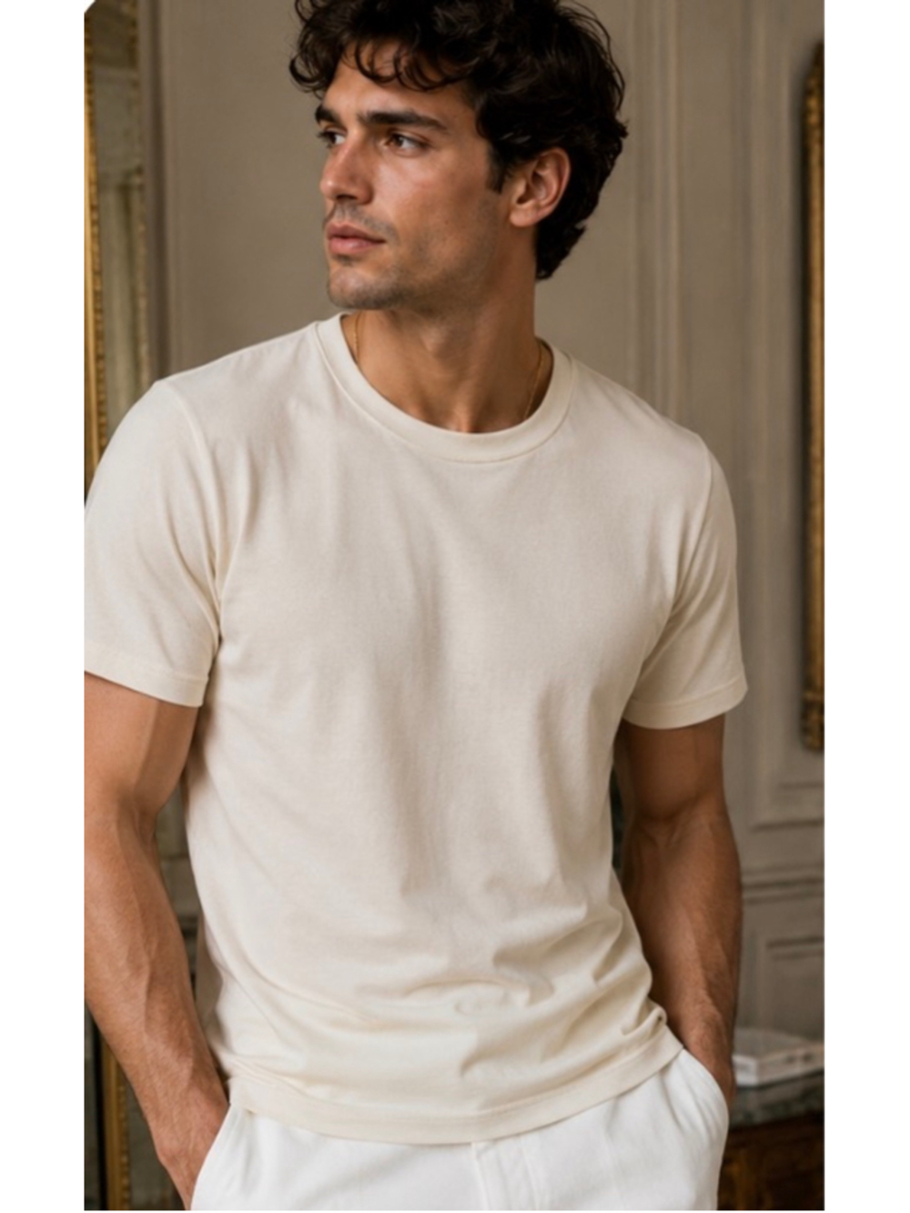 Men's Asket The T-Shirt Short Sleeve Beige Size L